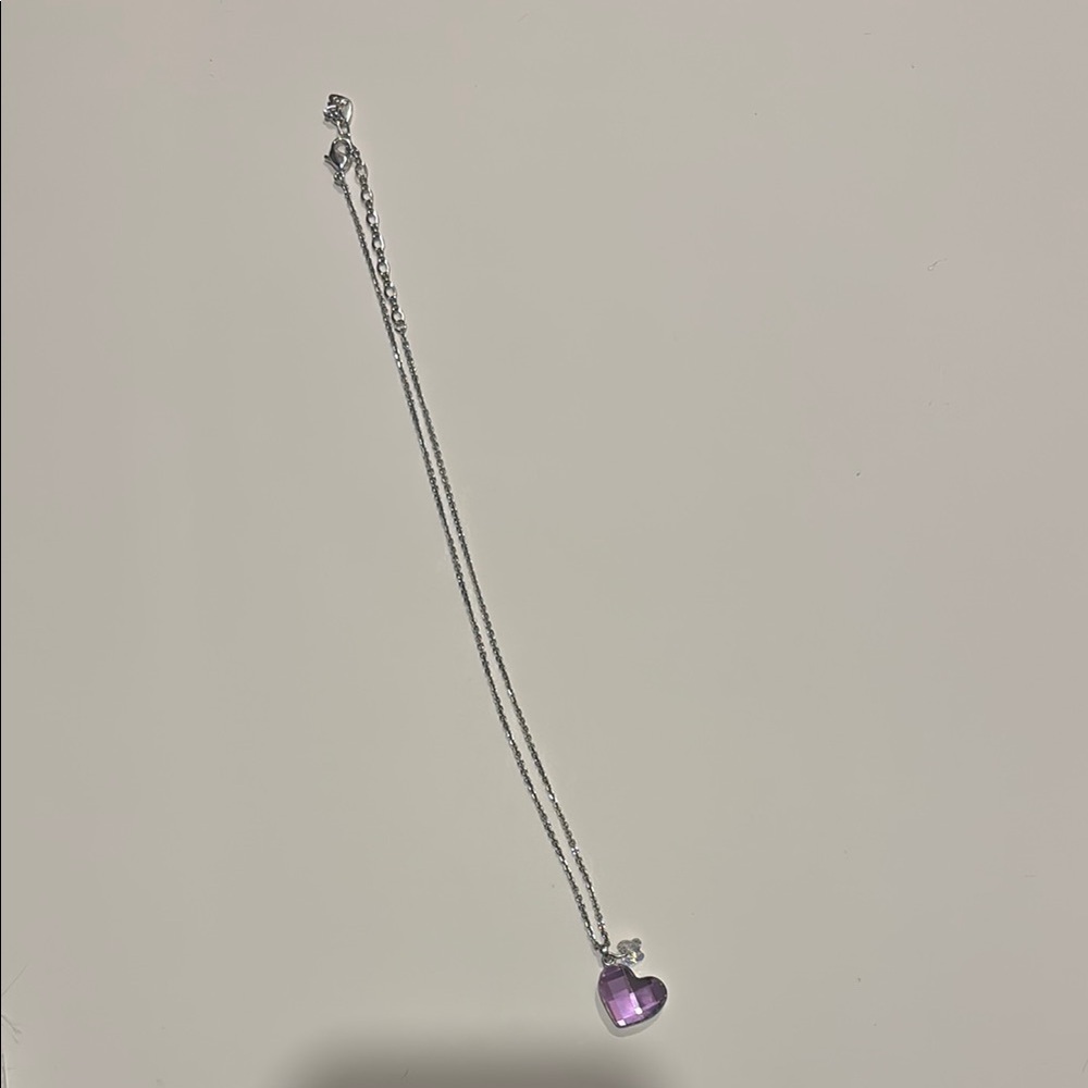 Swarovski Elegant Silver Necklace with Purple Pendant